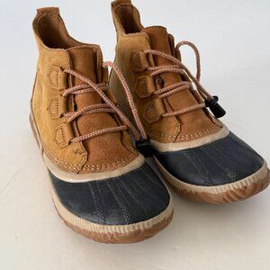 Sorel Womens Waterproof Duck Boots Size 6 Tan Leather & Rubber